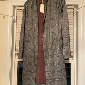 MELLODAY Gray Plaid Blazer Coat